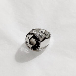 Craft 7 Custom Logo signet blackened silver ring