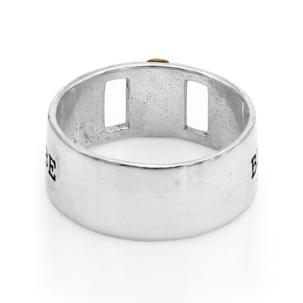 BVM Ring – geometric gothic silver and 14k gold