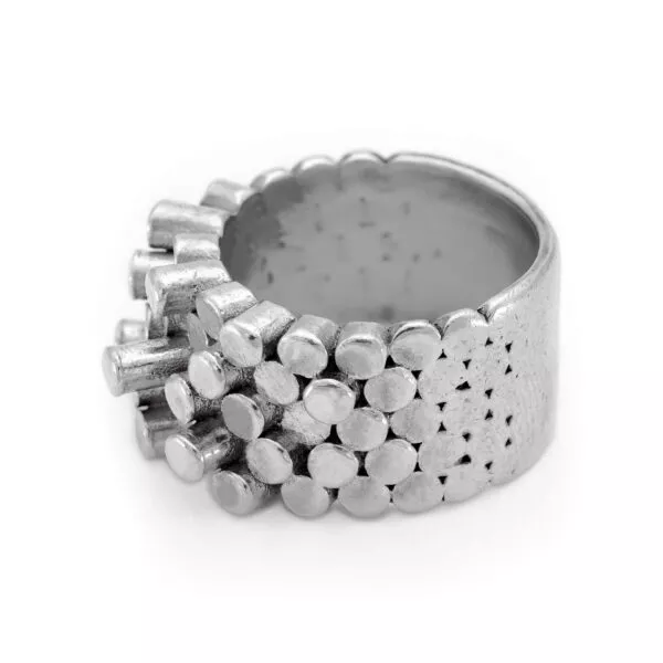 CRYSTAL statement wires silver ring – wide model