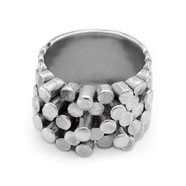 CRYSTAL dominant big silver ring – wide model