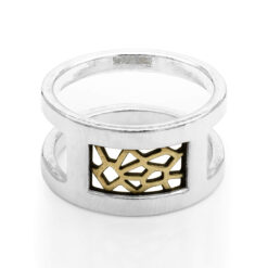 MX 1.0 double Ring –organic mesh 14K gold and silver