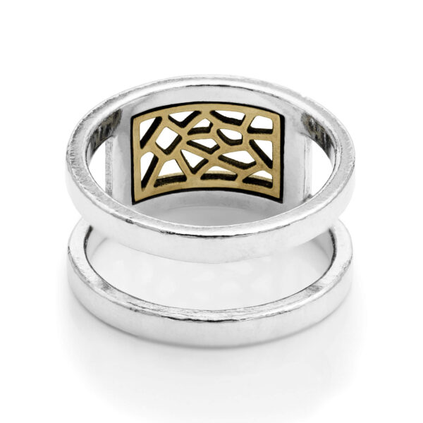 MX 1.0 Wide Ring – gothic design 14K gold and silver