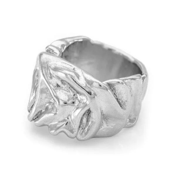 Fabric Folds unique design wide Silver Ring