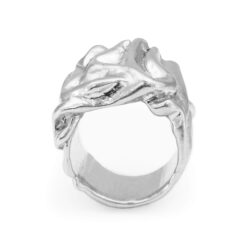 Fabric Folds big dominant Silver Ring