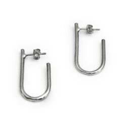 HOOKED open hoops silver earrings – long