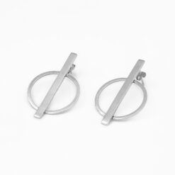 INNER CENTER geometric dangle silver earrings
