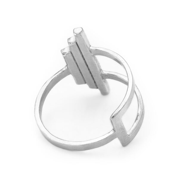 Limit unique complex geometric silver ring