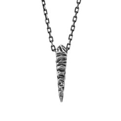 Pike raw rock root big Silver Necklace