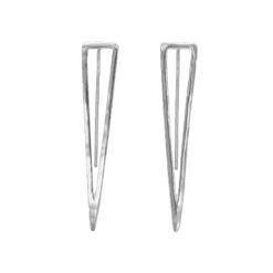 Punk triangle long frame silver earrings