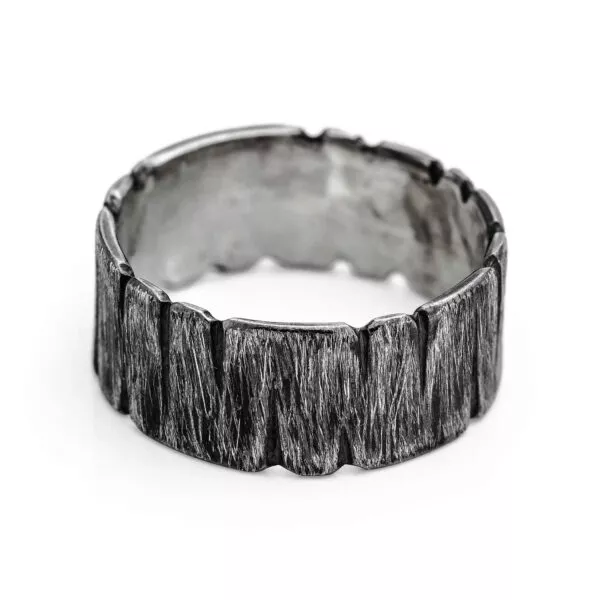 REPTURE raw wood log silver ring