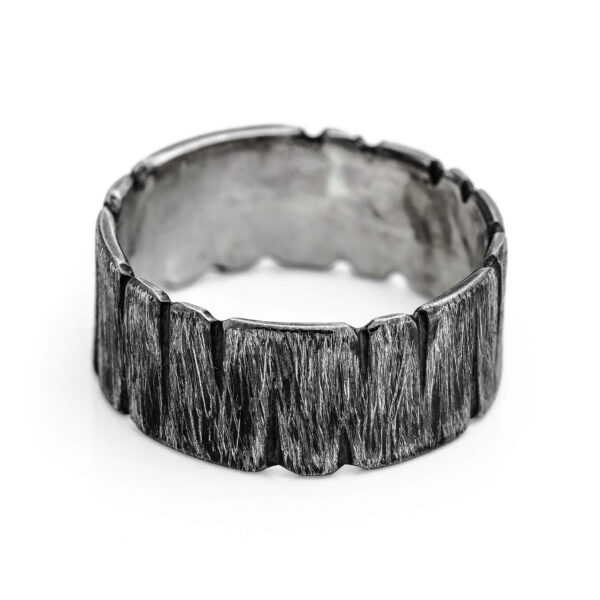 REPTURE raw wood log silver ring