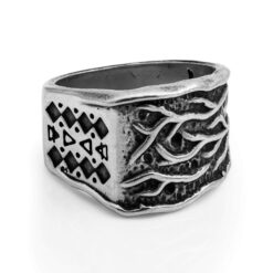Roots organic raw manly silver ring