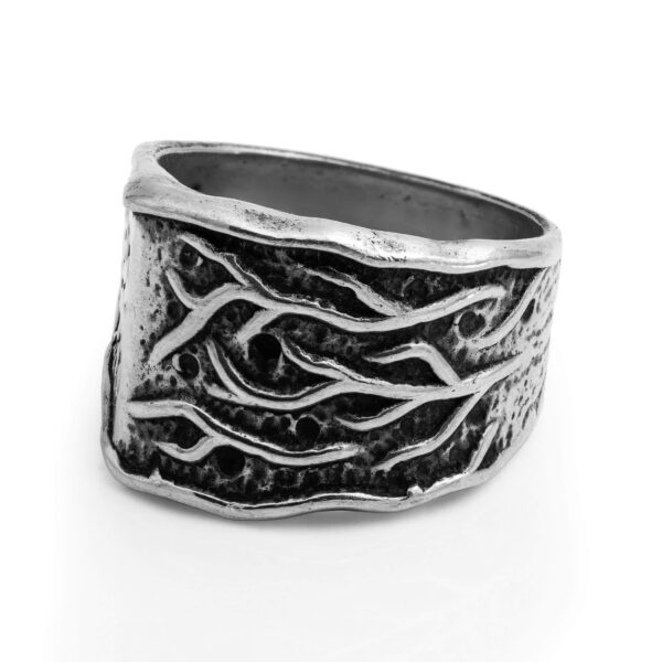 Roots earth textured featured silver ring