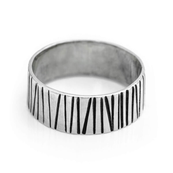 SLOTS blackened unisex silver ring