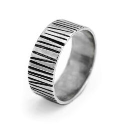 SLOTS stripes silver ring