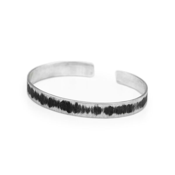Scratched Sound raw blackened unisex silver bangle