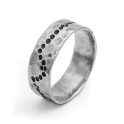 Trail hammered silver ring