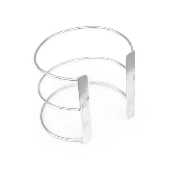 Warrior Three stripes open Silver Bracelet