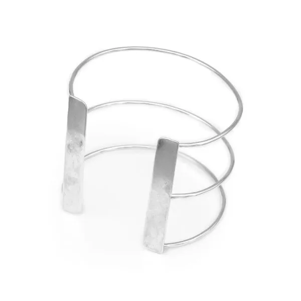 Warrior Three stripes tribe wide Silver Bracelet