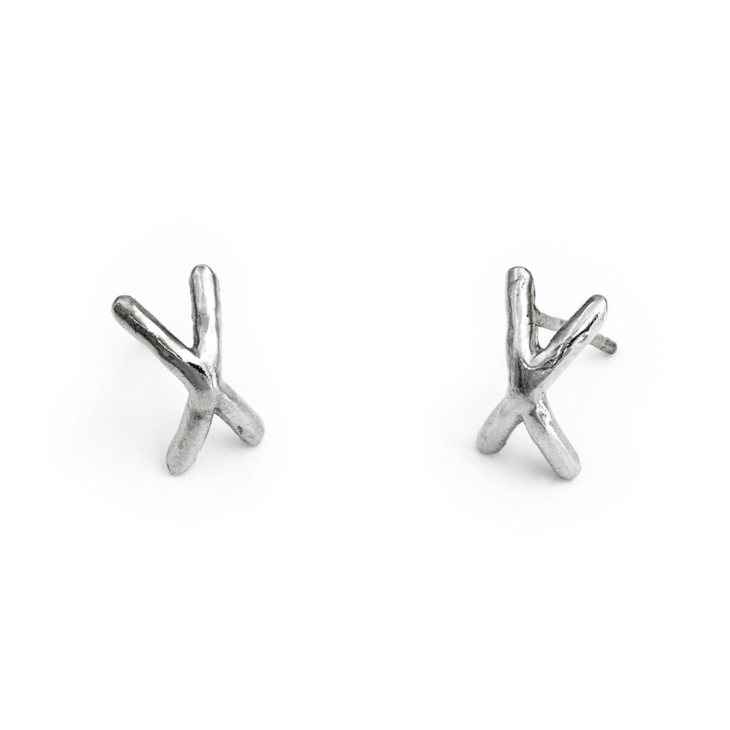 ピアス STONEHENgE XOXO Silver Earrings K1641 17498R X Earring with O Pearl - CZ Earrings - Silver