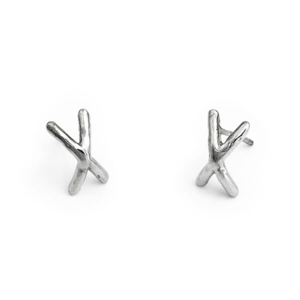 XOXO x shape Wraps the earlobe first second hole silver earrings