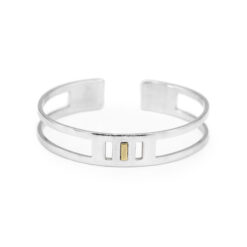 BMF Bracelet – wide silver bangle and 14k gold bar