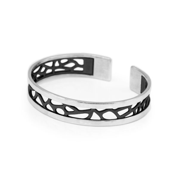 BML 2.0 Bracelet – organic mesh futuristic silver and black silver bangle