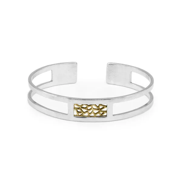 BMX 1.0 Bracelet – wide open organic bangle 14K gold and silver