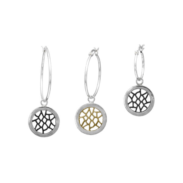 Lo 2.0 Earrings – clean round organic Silver and Black Silver