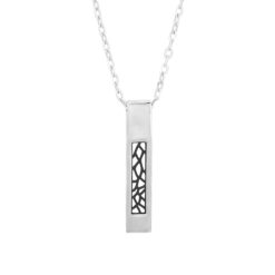ML 2.0 Necklace – long silver and black silver organic net pendant