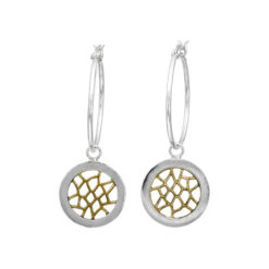 MO 1.0 hoop Earrings – 14K gold and silver perforated coin