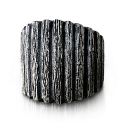 Earth Pulse Ring | Wide Sculptural Silver Ring with Vertical Texture