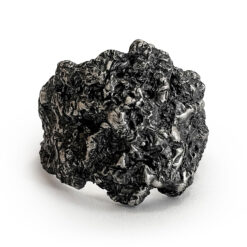 Volcanic Core Ring | Wide Sculptural Silver Ring with Rugged Rock Texture