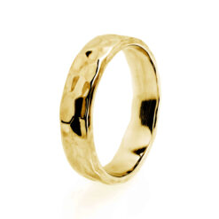 Snow White Gold Ring | Hammered Polished Wedding Band